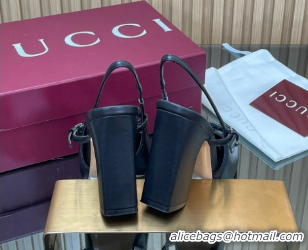 Good Quality Gucci Horsebit Slingback Pumps 9.5cm in Calf Leather 850327 Black 2026