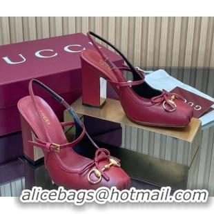 Top Grade Gucci Horsebit Slingback Pumps 9.5cm in Calf Leather Red 1218033 2026
