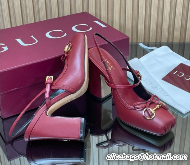 Top Grade Gucci Horsebit Slingback Pumps 9.5cm in Calf Leather Red 1218033 2026