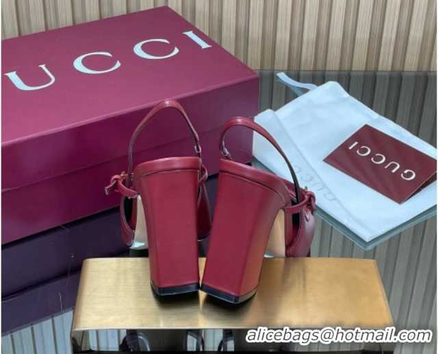 Top Grade Gucci Horsebit Slingback Pumps 9.5cm in Calf Leather Red 1218033 2026