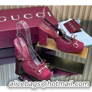 Durable Gucci Horsebit Slingback Pumps 9.5cm in GG Canvas Red 1218034 2026