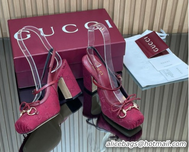 Durable Gucci Horsebit Slingback Pumps 9.5cm in GG Canvas Red 1218034 2026