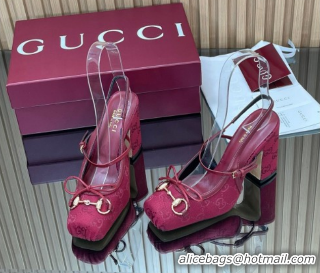Durable Gucci Horsebit Slingback Pumps 9.5cm in GG Canvas Red 1218034 2026