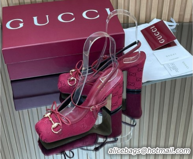 Durable Gucci Horsebit Slingback Pumps 9.5cm in GG Canvas Red 1218034 2026