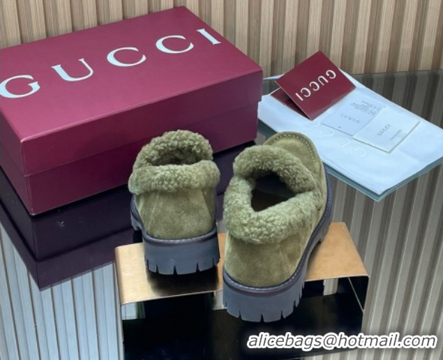 Low Price Gucci Wool and Suede Loafers with Horsebit Green 1218038 2026