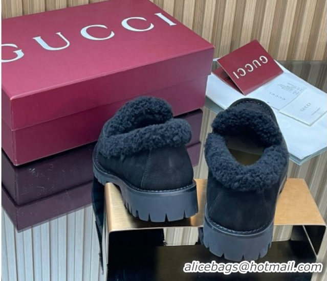 Best Price Gucci Wool and Suede Loafers with Horsebit Black 1218042 2026