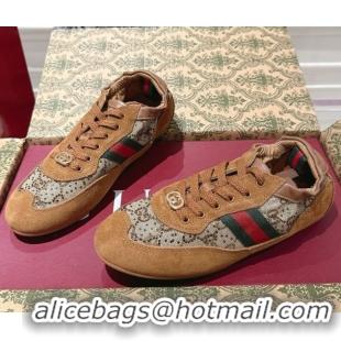 Good Looking Gucci Shift Sneakers in Suede and GG Strass Brown/Beige 1218043 2026