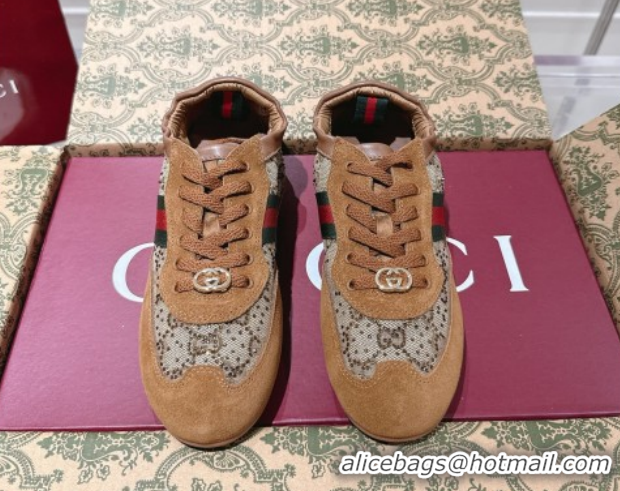 Good Looking Gucci Shift Sneakers in Suede and GG Strass Brown/Beige 1218043 2026