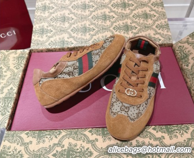 Good Looking Gucci Shift Sneakers in Suede and GG Strass Brown/Beige 1218043 2026
