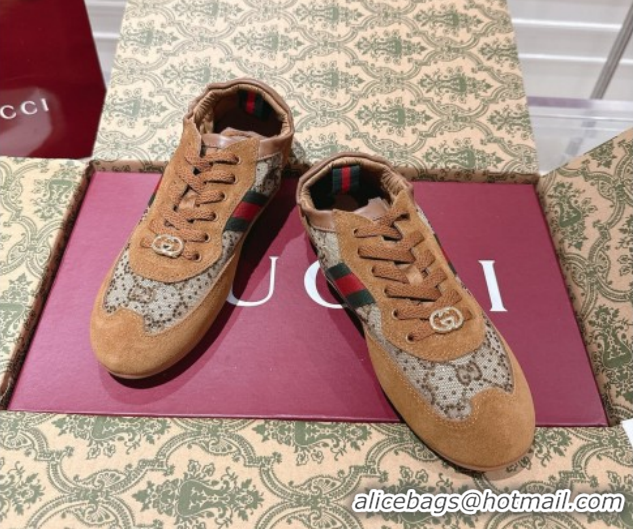 Good Looking Gucci Shift Sneakers in Suede and GG Strass Brown/Beige 1218043 2026
