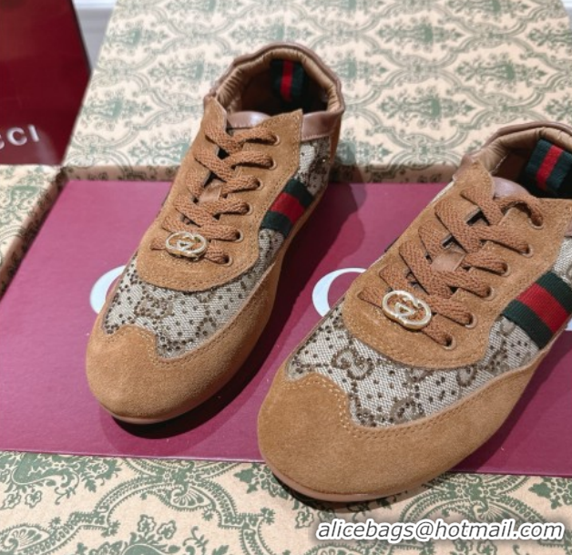 Good Looking Gucci Shift Sneakers in Suede and GG Strass Brown/Beige 1218043 2026