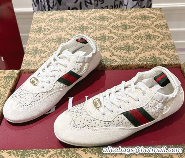 Best Product Gucci Shift Sneakers in Suede and GG Strass White 1218044 2026