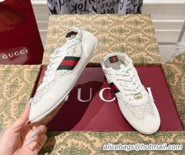 Best Product Gucci Shift Sneakers in Suede and GG Strass White 1218044 2026