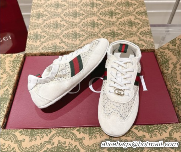 Best Product Gucci Shift Sneakers in Suede and GG Strass White 1218044 2026