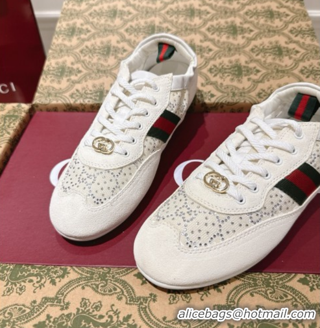 Best Product Gucci Shift Sneakers in Suede and GG Strass White 1218044 2026