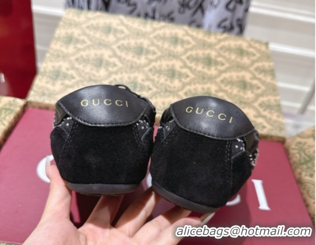 Shop Duplicate Gucci Shift Sneakers in Suede and GG Strass Black 1218045 2026