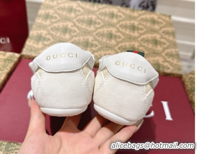 Luxurious Gucci Shift Sneakers in Suede and GG Canvas White 1218046 2026