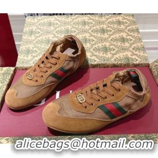 Good Product Gucci Shift Sneakers in Suede and Mesh Brown 1218047 2026