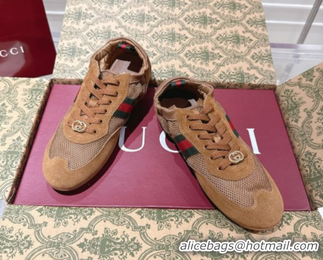 Good Product Gucci Shift Sneakers in Suede and Mesh Brown 1218047 2026