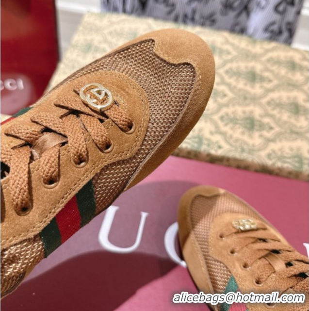 Good Product Gucci Shift Sneakers in Suede and Mesh Brown 1218047 2026