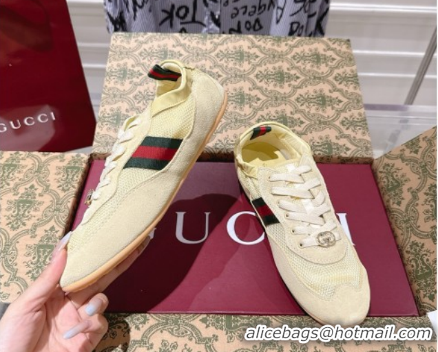 Fashion Gucci Shift Sneakers in Suede and Mesh Yellow 1218048 2026