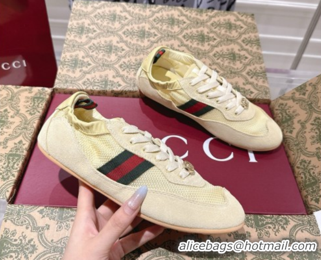 Fashion Gucci Shift Sneakers in Suede and Mesh Yellow 1218048 2026