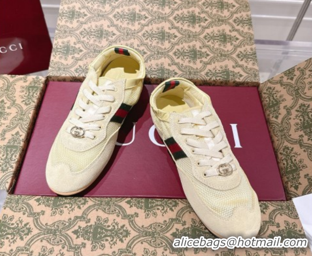 Fashion Gucci Shift Sneakers in Suede and Mesh Yellow 1218048 2026