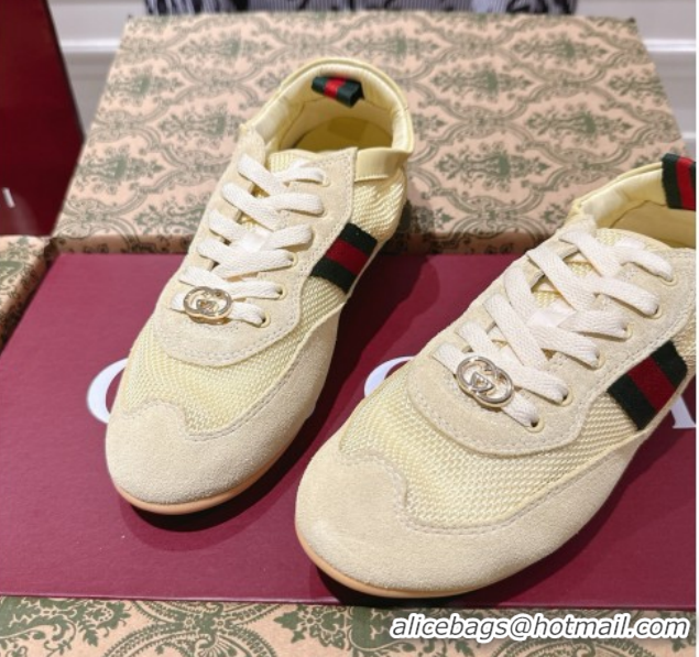 Fashion Gucci Shift Sneakers in Suede and Mesh Yellow 1218048 2026