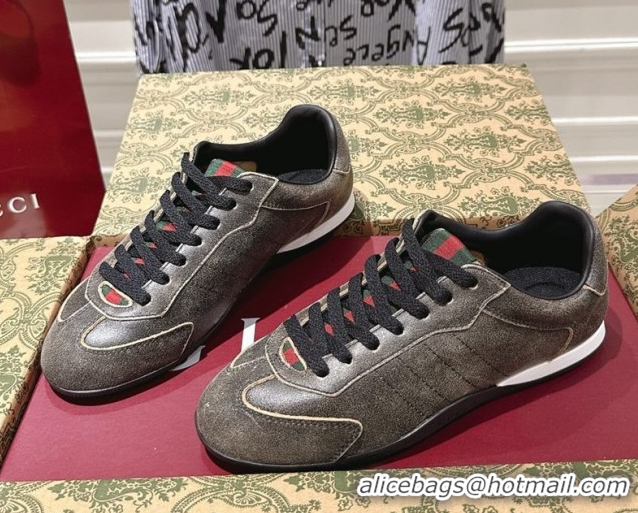 Unique Style Gucci Shift Sneakers in Washed-Effect Leather Black 1218049 2026