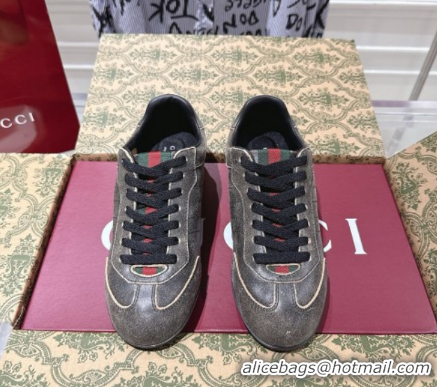 Unique Style Gucci Shift Sneakers in Washed-Effect Leather Black 1218049 2026