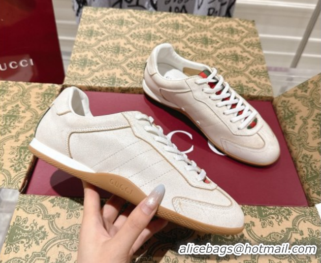 Pretty Style Gucci Shift Sneakers in Washed-Effect Leather White 1218050 2026