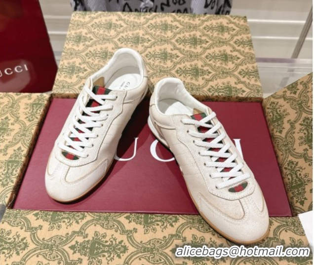 Pretty Style Gucci Shift Sneakers in Washed-Effect Leather White 1218050 2026