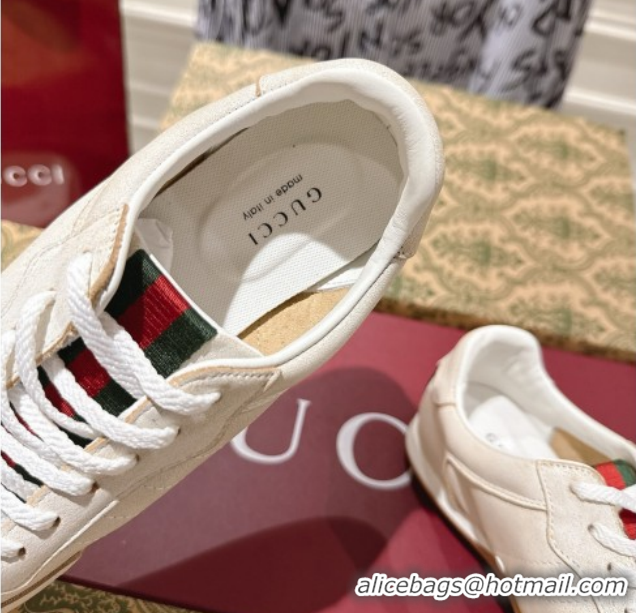 Pretty Style Gucci Shift Sneakers in Washed-Effect Leather White 1218050 2026