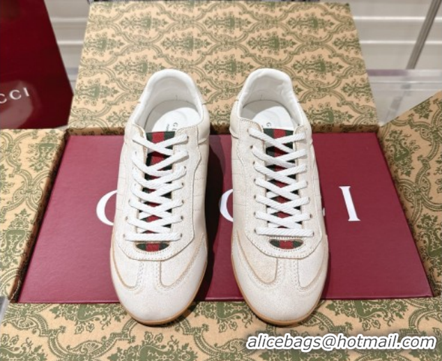 Pretty Style Gucci Shift Sneakers in Washed-Effect Leather White 1218050 2026