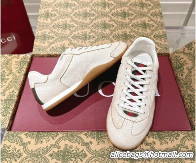 Pretty Style Gucci Shift Sneakers in Washed-Effect Leather White 1218050 2026