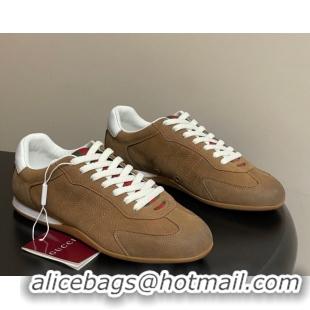Good Quality Gucci Shift Sneakers in Grained Nubuck Leather Brown 1218054 2026