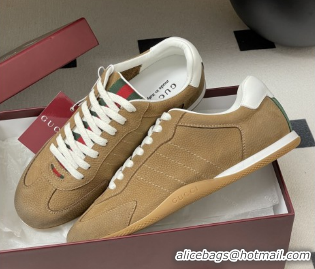 Good Quality Gucci Shift Sneakers in Grained Nubuck Leather Brown 1218054 2026