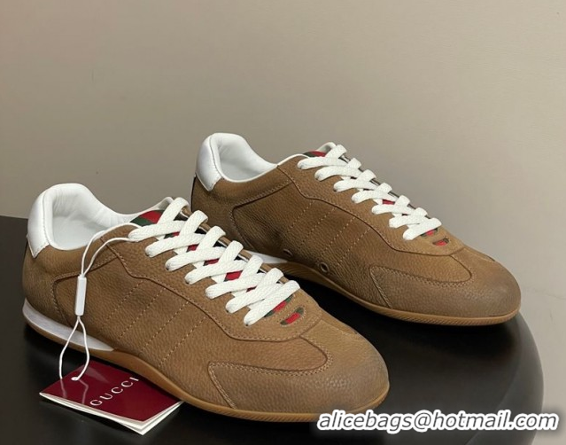 Good Quality Gucci Shift Sneakers in Grained Nubuck Leather Brown 1218054 2026