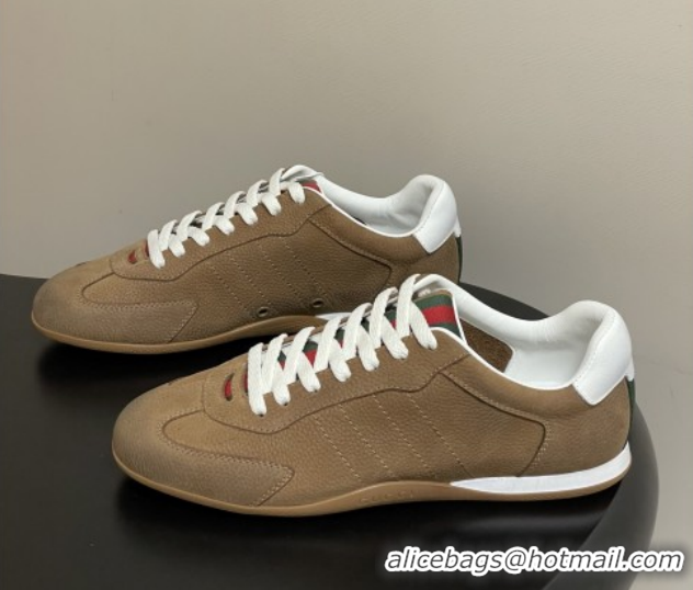 Good Quality Gucci Shift Sneakers in Grained Nubuck Leather Brown 1218054 2026