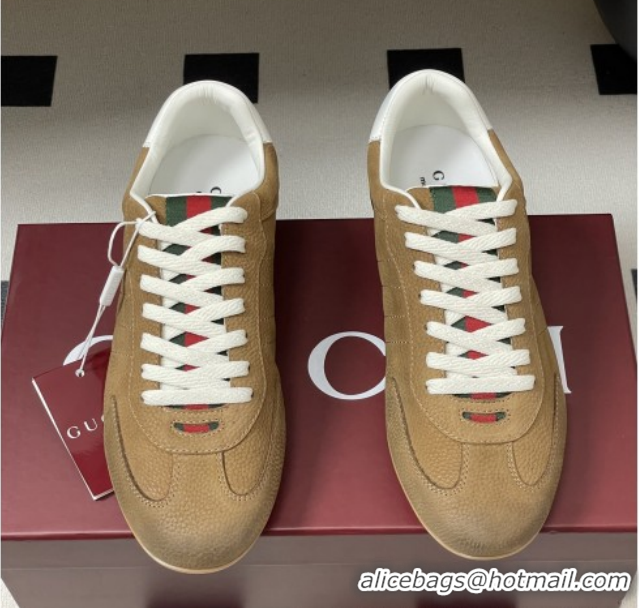 Good Quality Gucci Shift Sneakers in Grained Nubuck Leather Brown 1218054 2026