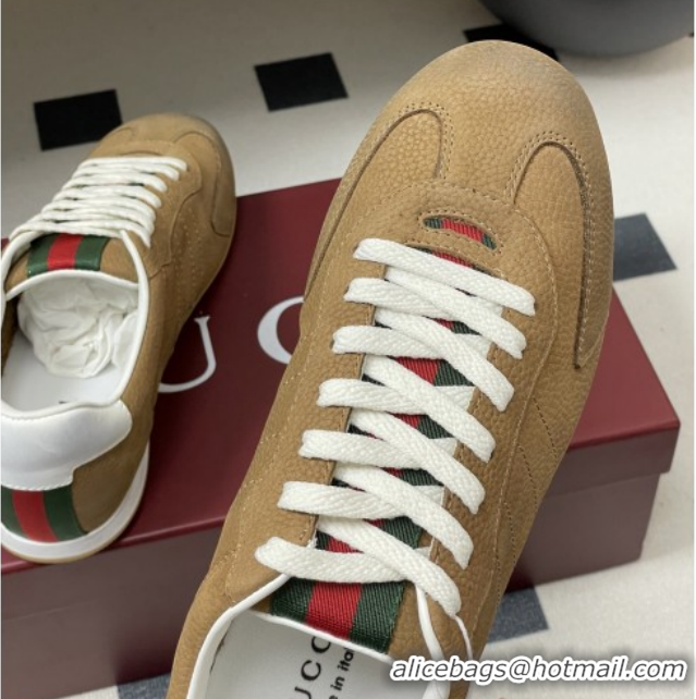 Good Quality Gucci Shift Sneakers in Grained Nubuck Leather Brown 1218054 2026