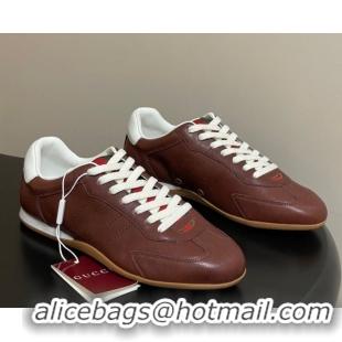 Top Design Gucci Shift Sneakers in Calf Leather Deep Brown 1218056 2026