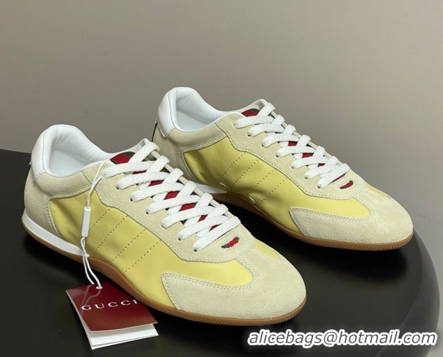 Good Looking Gucci Shift Sneakers in Suede and Leather Yellow 1218057 2026