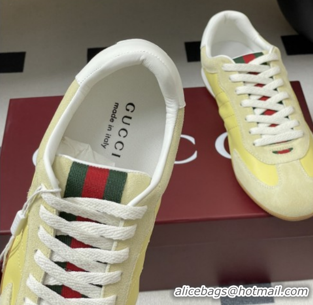 Good Looking Gucci Shift Sneakers in Suede and Leather Yellow 1218057 2026