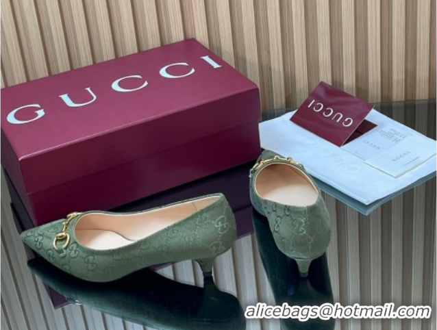 Discount Gucci GG Canvas Pumps 4.5cm with Horsebit Green 1218059 2026