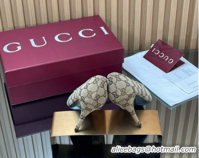 Hot Style Gucci GG Canvas Pumps 8.5cm with Horsebit Beige 1218060 2026
