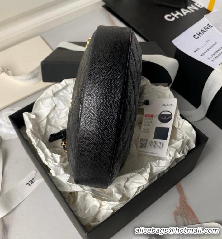 Super Quality Chanel Shiny Caviar Quilted Bow Pouch Hobo Bag AS1561 Black