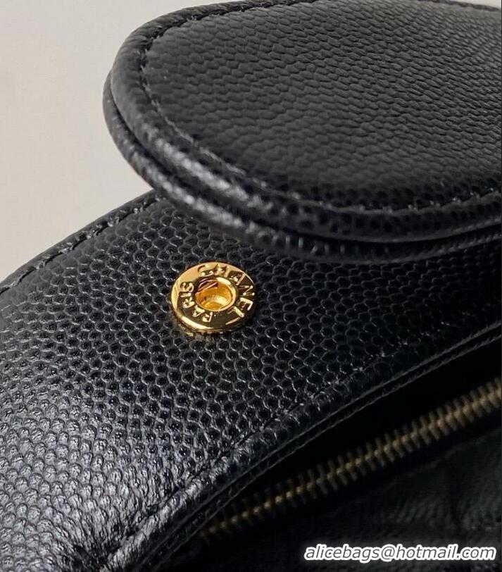 Super Quality Chanel Shiny Caviar Quilted Bow Pouch Hobo Bag AS1561 Black