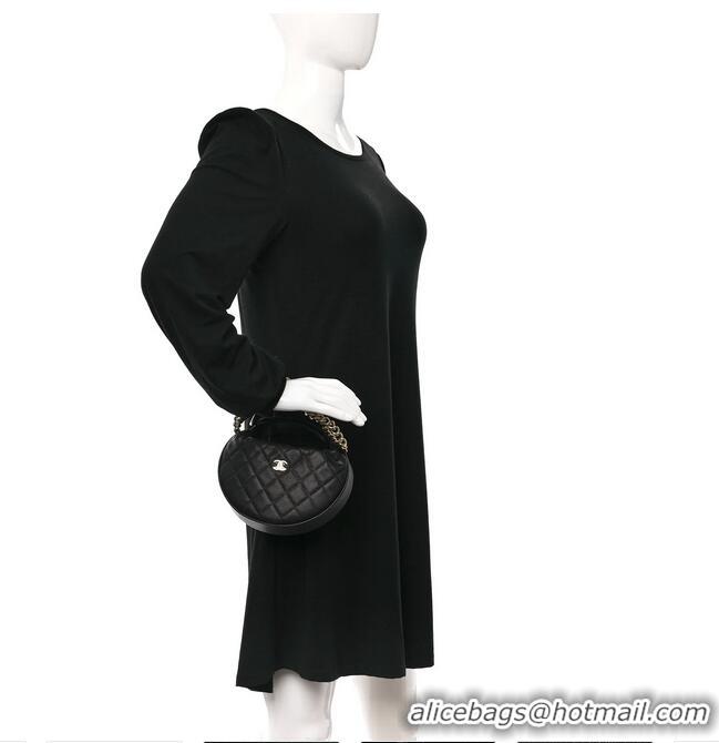 Super Quality Chanel Shiny Caviar Quilted Bow Pouch Hobo Bag AS1561 Black