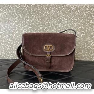 Best Price Valentino Antibes Shoulder Bag in Suede 2078 Dark Brown 2026